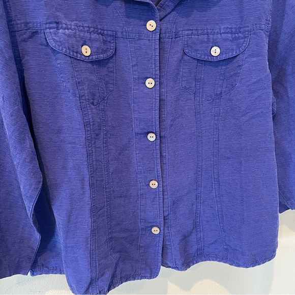 Chicos 3 Vintage Silk and Linen Mother of Pearl Button Front Lightweight Jacket - Picture 3 of 11